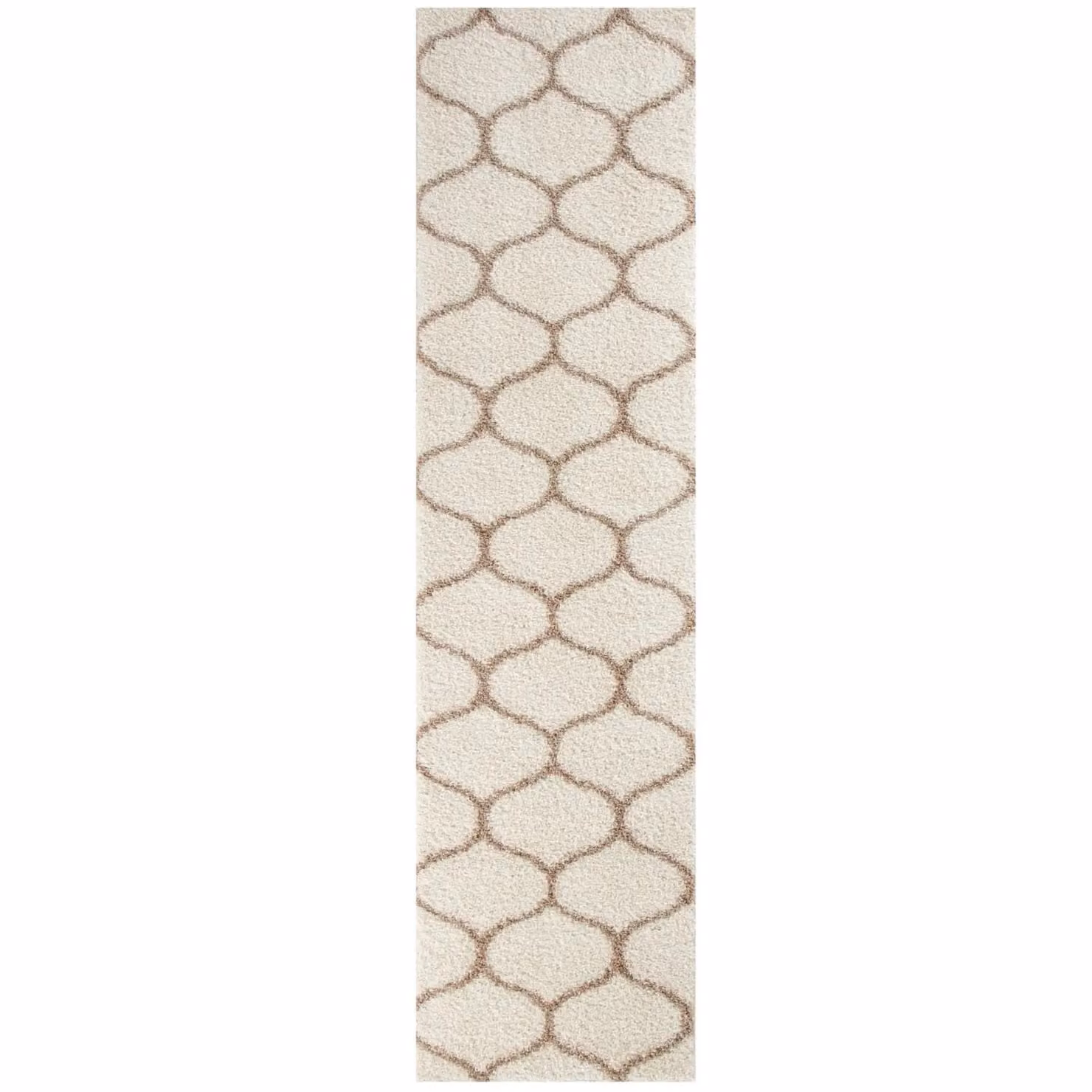 THE RUGS Soft Trellis Shaggy Moroccan Style Rug in Ivory, Beige and White, W: 140 cm x D: 200 cm – 4