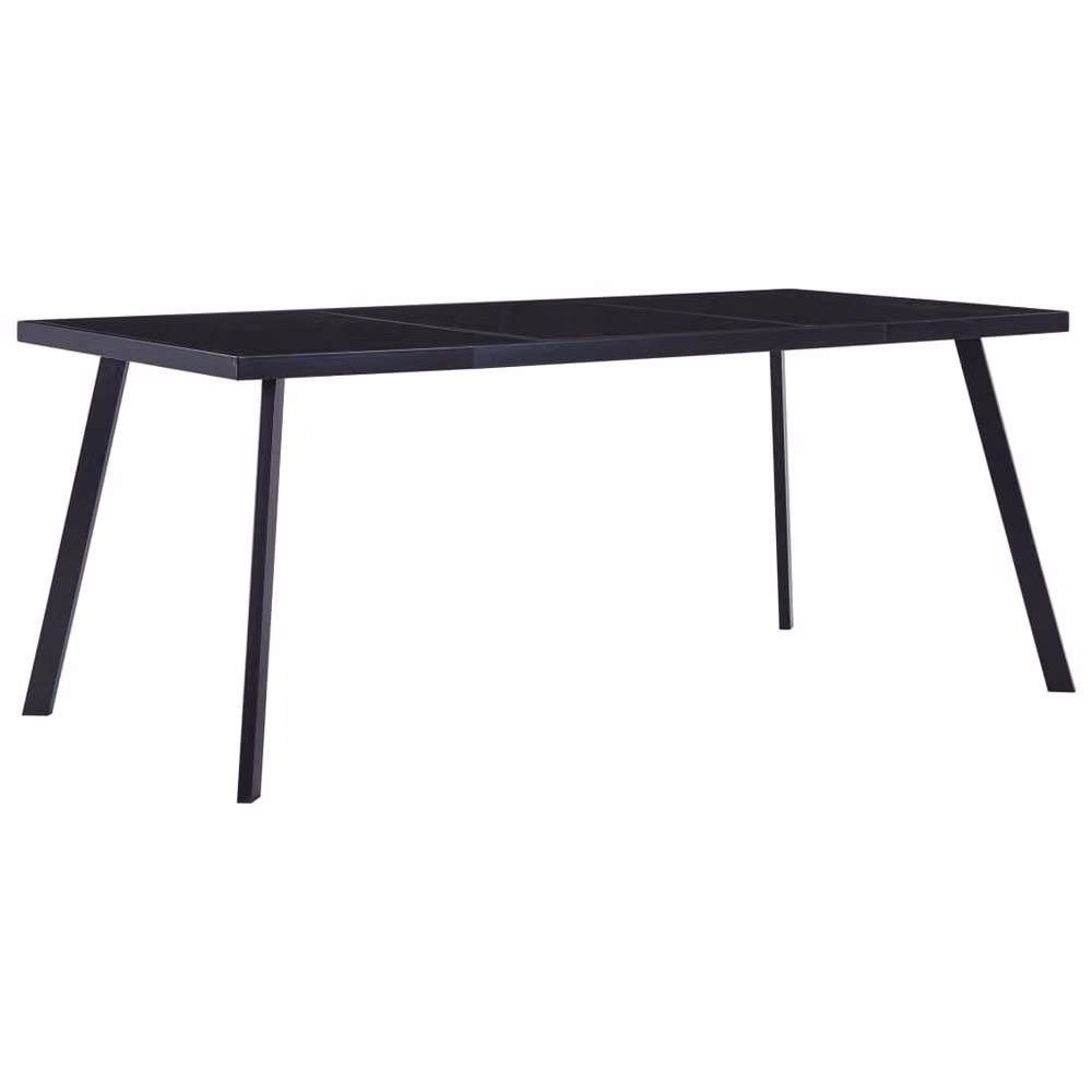 Berkfield Home Black Rectangular Dining Table with Tempered Glass Top, W/D/H: 160 x 80 x 75 cm – 2