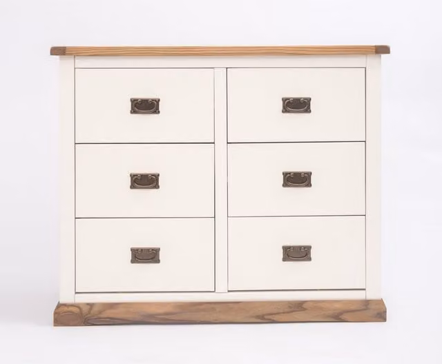 Cabinet Bits Tropea 6 Drawer Chest of Drawers in Off-White with Gold Handles