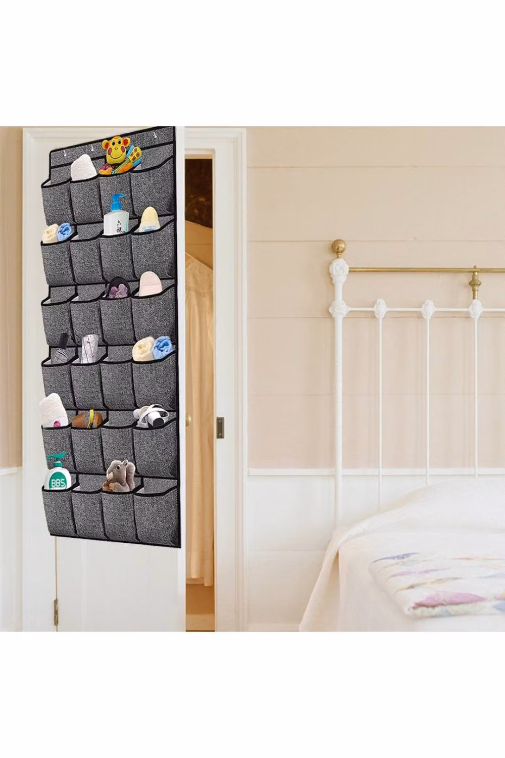 KDMD 24 Pocket Over Door Shoe Organiser Hanging Closet Rack in Grey – 4