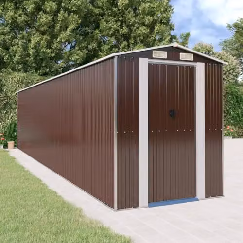 vidaXL Garden Shed in Dark Brown, Galvanised Steel, W/D/H: 192 x 855 x 223 cm – 2