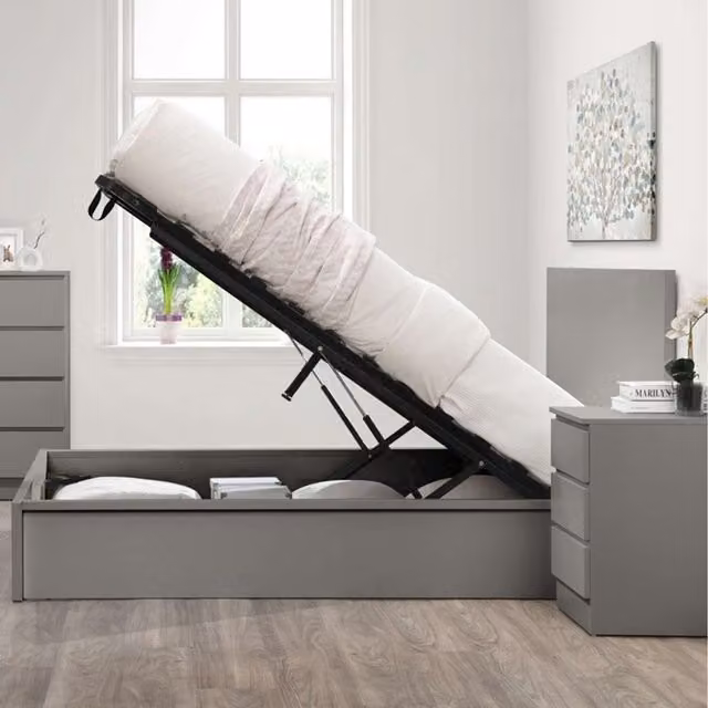 Birlea Oslo Double Ottoman Bed in Grey, W/D/H: 140 x 200 cm