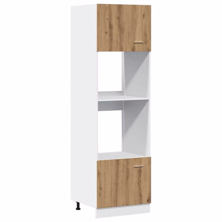 Berkfield Home Lyon Artisan Oak Microwave Cabinet in Brown, W/D/H: 60 x 57 x 207 cm