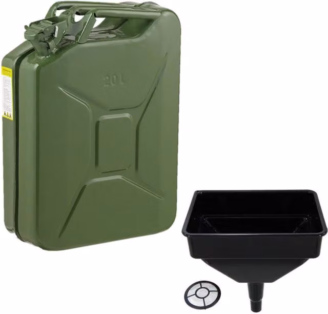 Pegdev 20L Heavy Duty UN Certified Fuel Jerry Can with Funnel in Dark Green