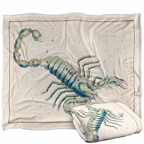Graffitee Studios Vintage Scorpio Zodiac Super Soft Fleece Throw Blanket, White, W/D/H: 152 x 127 cm