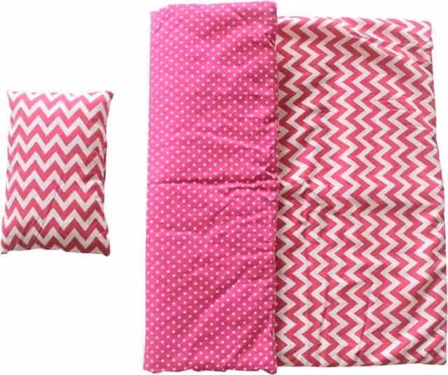 Olivia's Little World Little Princess 18 inch Doll Bedding in White, Pink and Red Modern Chevron