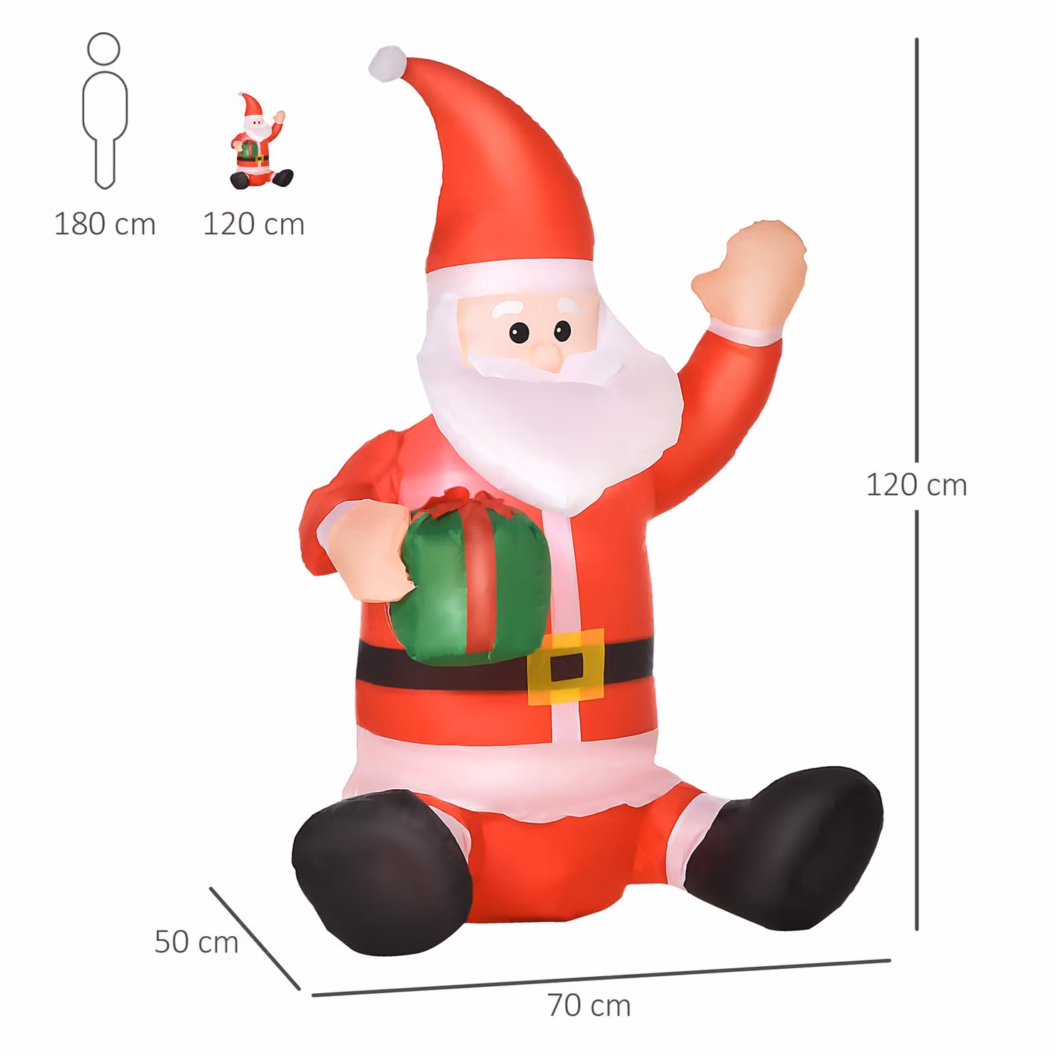 HOMCOM Multicolour Inflatable Santa Claus Christmas Outdoor Decoration with LED Light – 3