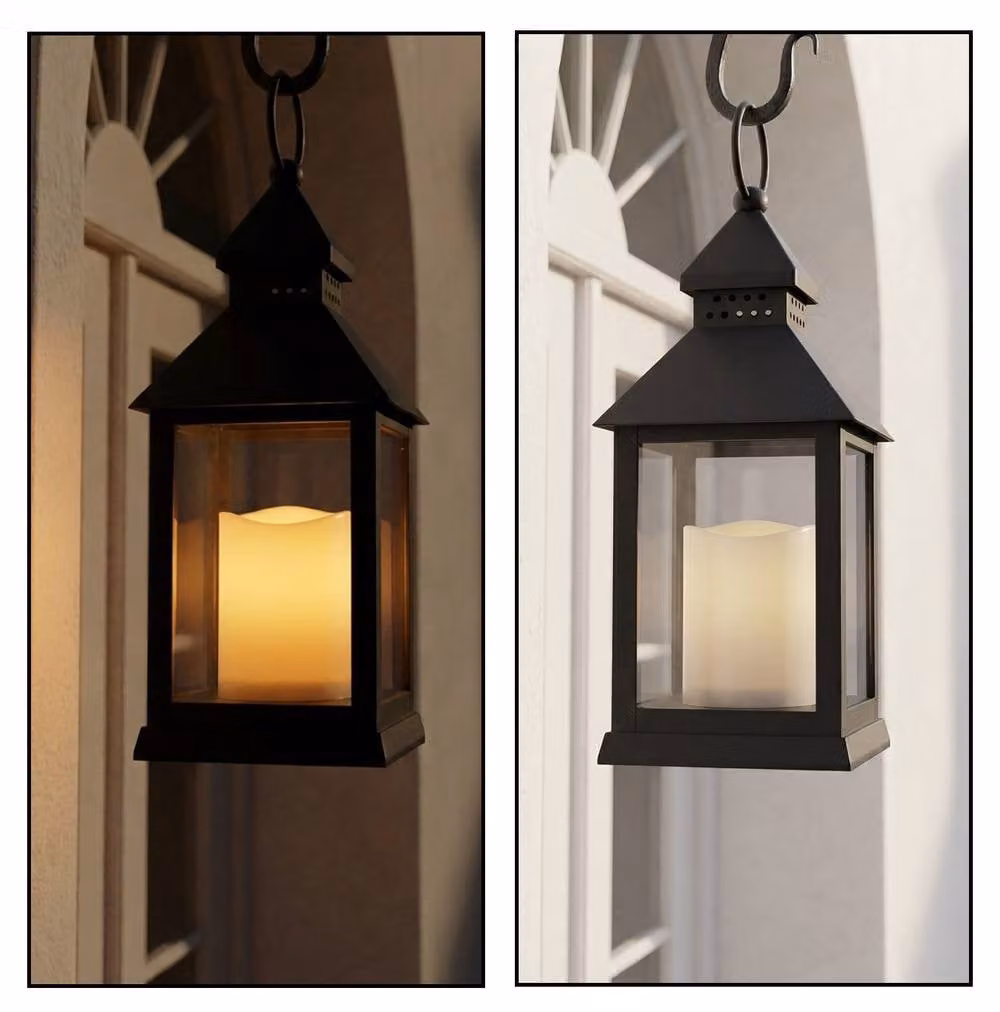 Bright Zeal 2-Pack Black 10.2 inch LED Pillar Candle Lanterns with Warm Flicker Effect and Timer – 5