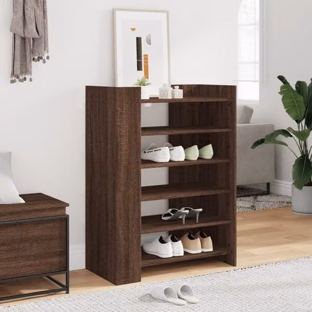 Berkfield Home Modern Brown Oak Shoe Cabinet with Hinged Doors, W/D/H: 74.5 x 37.5 x 100 cm – 1