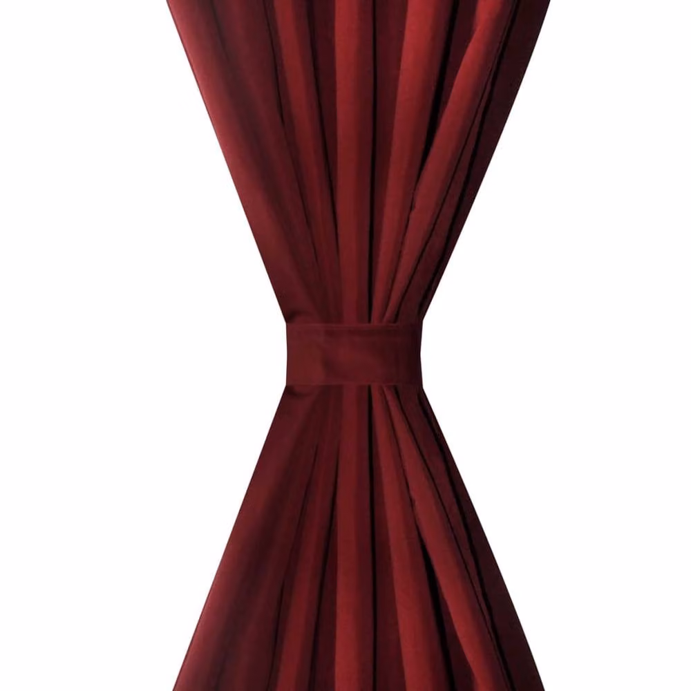 Berkfield Home 2-Piece Bordeaux Micro-Satin Curtains with Tabs, Red, W: 140 cm, H: 175 cm – 3