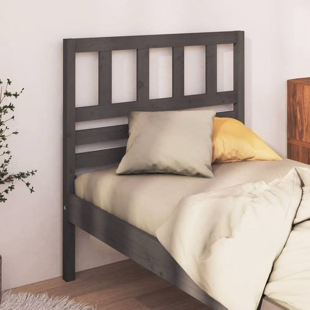 Berkfield Home Grey Rustic Solid Pine Wood Bed Headboard W/D/H: 81 x 4 x 100 cm – 2