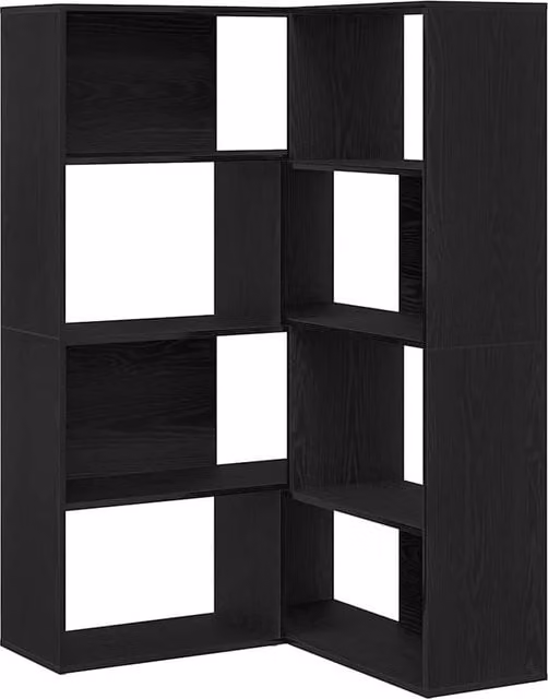 Berkfield Home Modern Corner Cabinet in Black Oak with Adjustable Shelves, H 140.5 x W 30 x D 30 cm – 1
