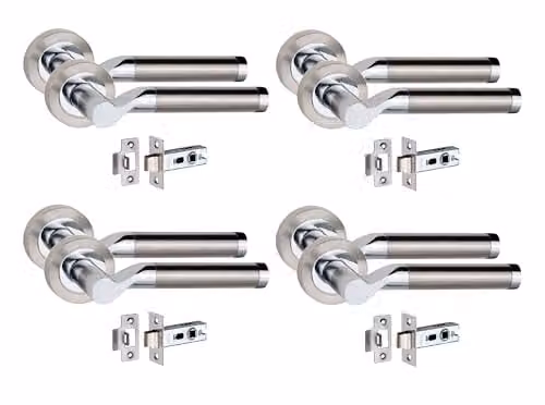 Golden Grace Titan Door Handles Duo Finish in Polished Chrome and Silver