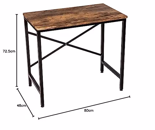 Oypla Industrial Heavy Duty Computer Desk in Brown and Black, W: 80 cm, D: 48 cm, H: 72.5 cm – 3