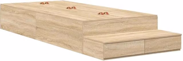 Berkfield Home Sonoma Oak Storage Bed Frame with Drawers, Light Oak, W/D/H: 90 x 200 cm