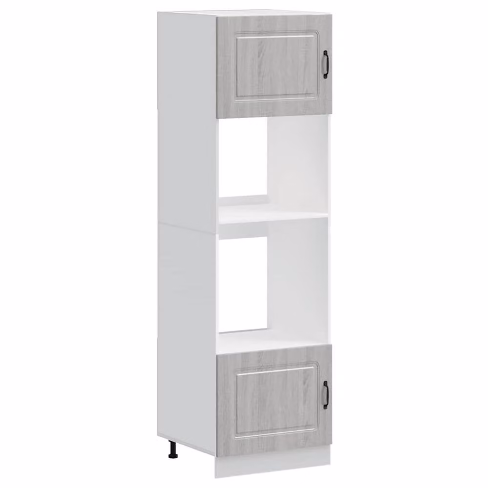 Berkfield Home Lucca Grey Sonoma Oven Cabinets, 2 Piece Set of Freestanding Kitchen Appliance Housing Units, H: 207 cm x W: 60 cm x D: 57 cm