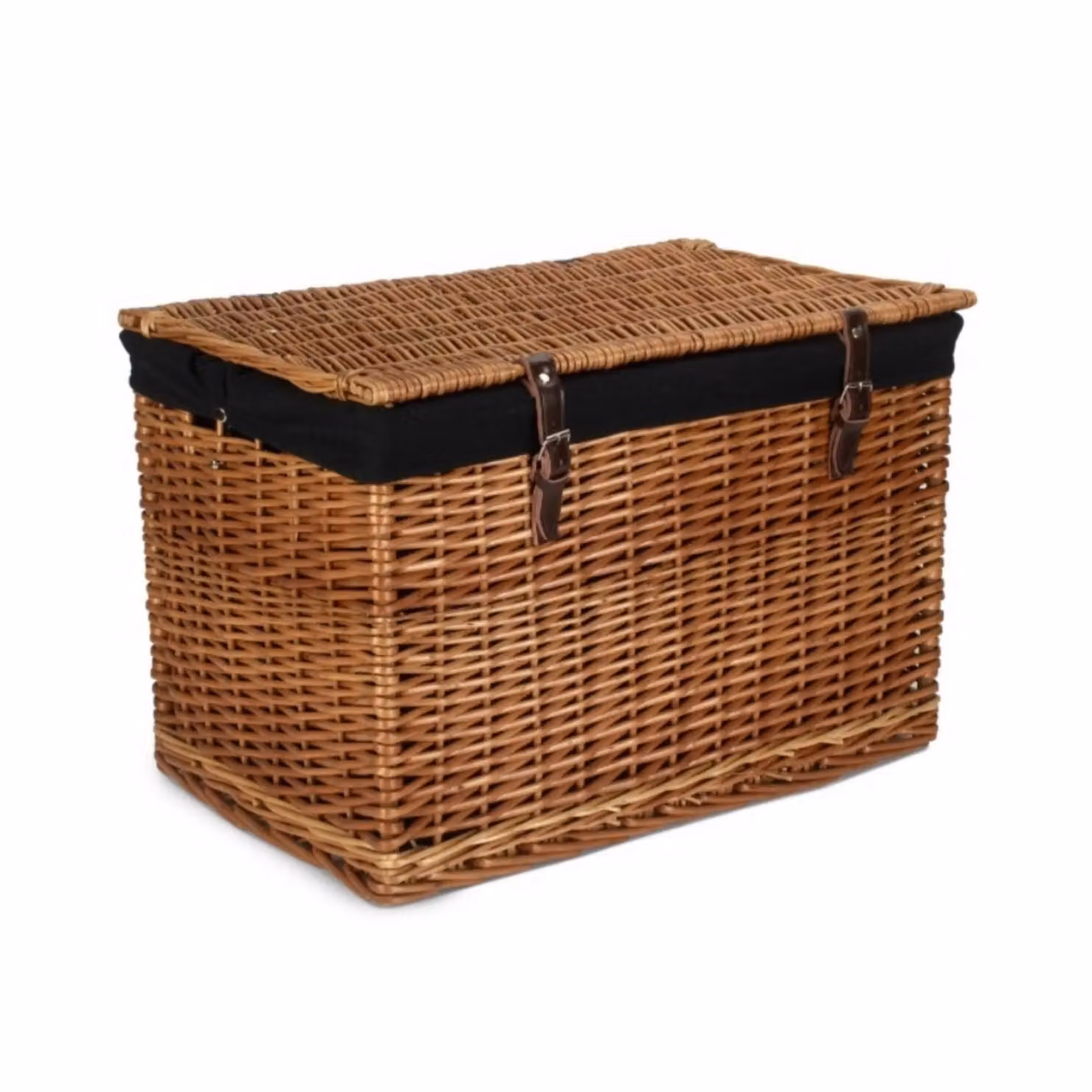 Red Hamper Double Steamed Chest Picnic Basket with Black Cotton Lining, W/D/H: 61 x 40 x 40 cm