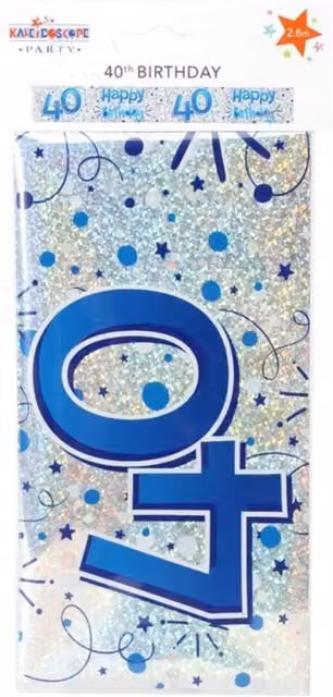 KDMD 18-Piece Silver and Blue Male 40th Birthday Banner Set for Adults
