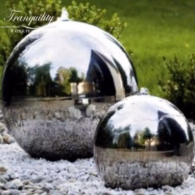Tranquility Water Features Stainless Steel Sphere Solar Powered Water Feature, Grey/Silver, Diameter: 75 cm