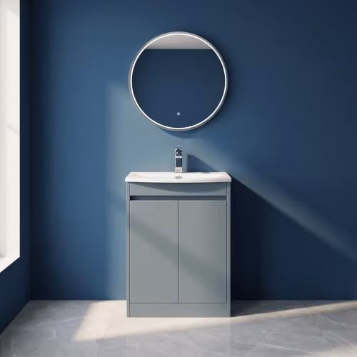 Balterley Chartley 2 Door Floor Standing Bathroom Vanity Unit with Curved Basin, Coastal Grey, W/D/H: 62 x 39.5 x 83.5 cm – 4