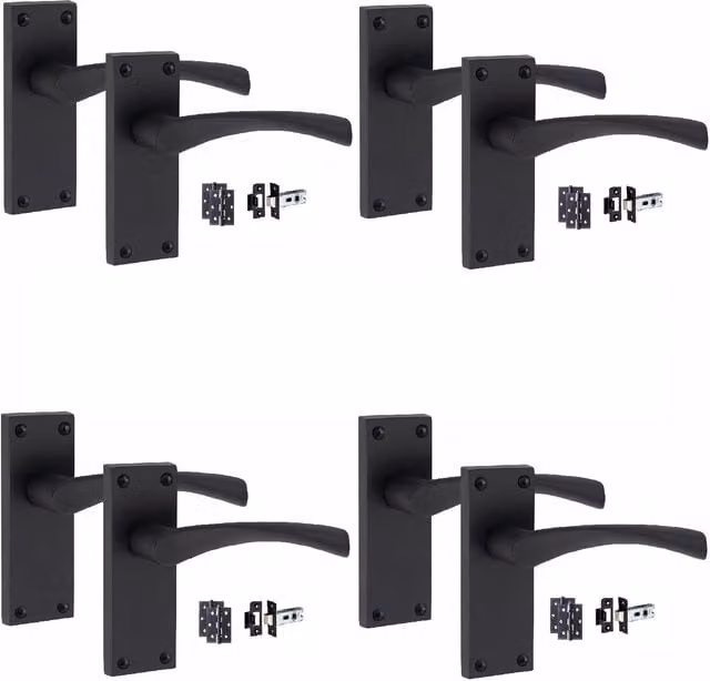 Golden Grace Matt Black Astrid Door Handles Latch