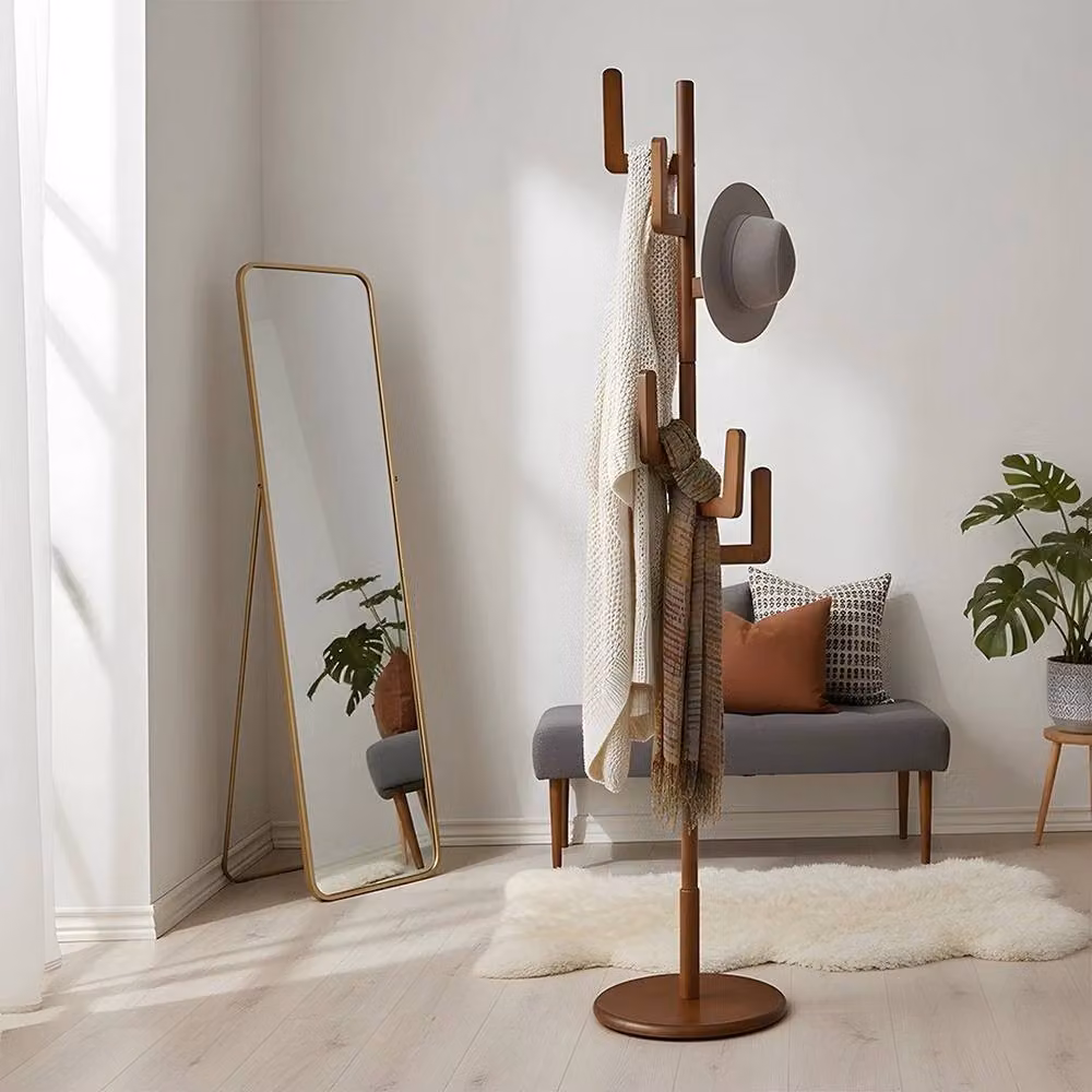VOGREX Walnut Wooden Coat Rack and Hat Hanger in Brown – 3