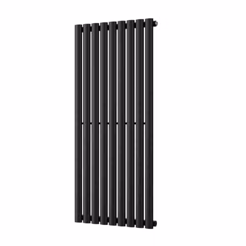 UK Radiators Omeara Black Elliptical Tube Vertical Designer Radiator, H 120 cm x W 52.2 cm – 2