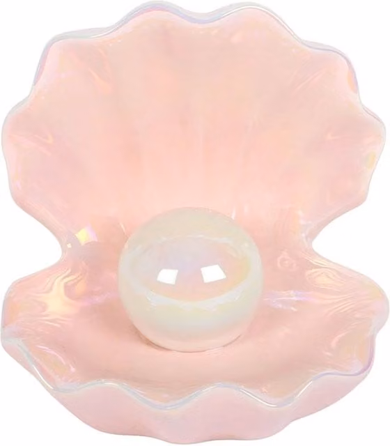 Something Different Ceramic Clamshell Trinket Dish in Pink and Yellow