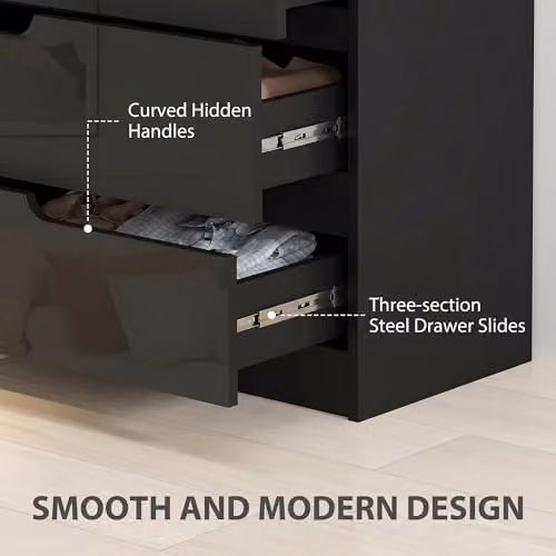 HOMCOM Modern 4-Drawer Dresser in High Gloss Black, W: 60 cm, D: 40 cm, H: 85 cm – 5