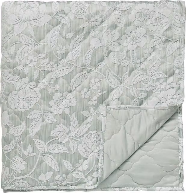 Sanderson Pyramus Quilted Cotton Jacquard Throw in Blue Turquoise