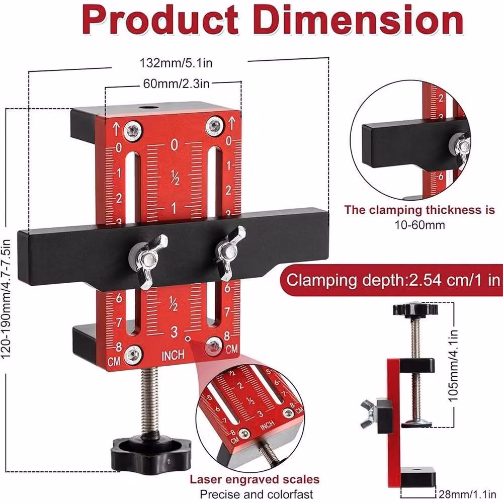SPETLEK Red Aluminium Alloy Cabinet Door Installation Jig Positioner Tool for Cupboards and Wardrobes – 2