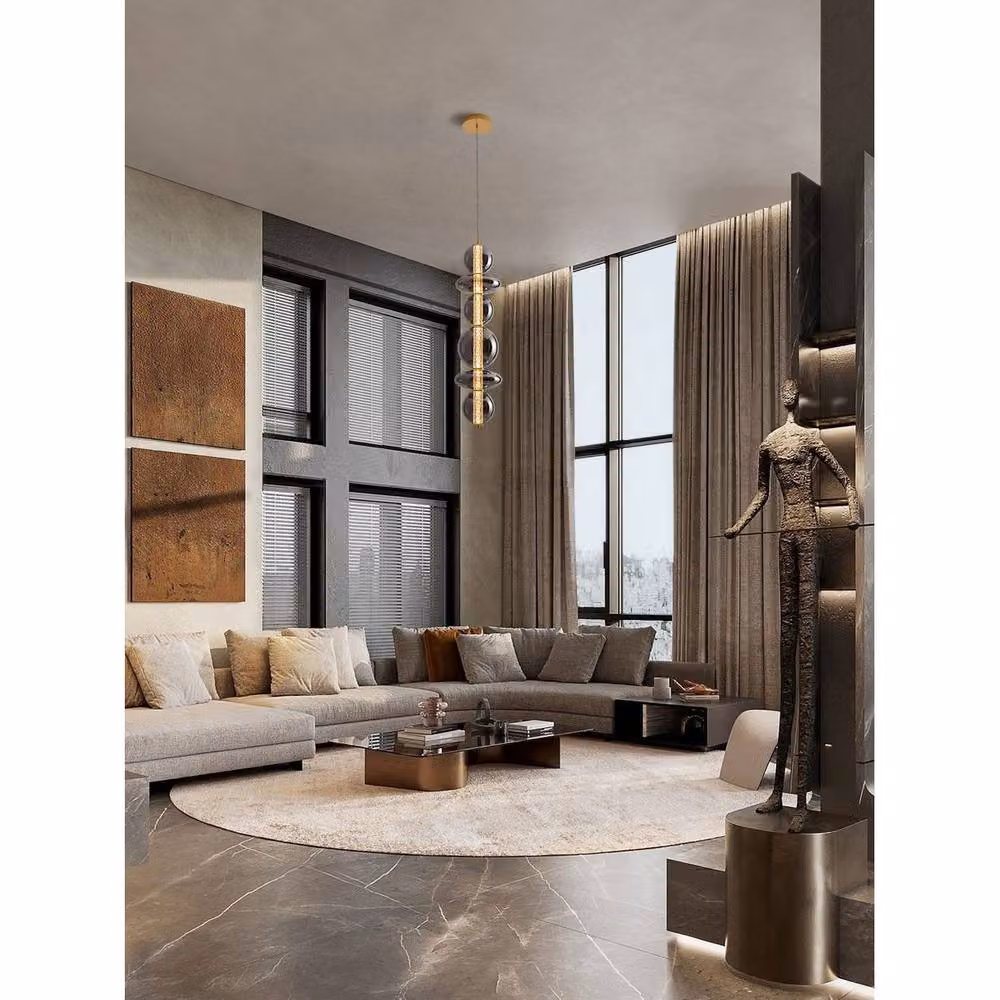 Netlighting Navi Globe LED Pendant Light in Brass and Smokey Grey Glass – 2