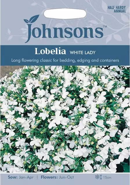 Johnsons Lobelia White Lady Ornamental Flower Seeds