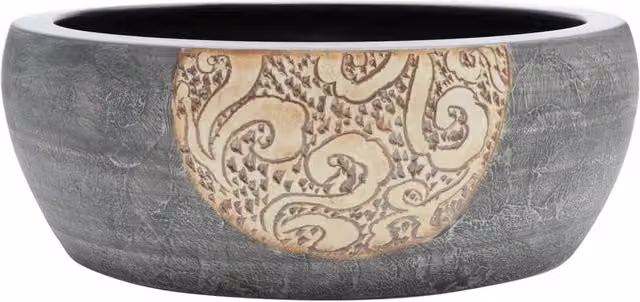 Berkfield Home Round Ceramic Countertop Basin in Black and Brown, W: 41 cm, H: 14 cm – 1