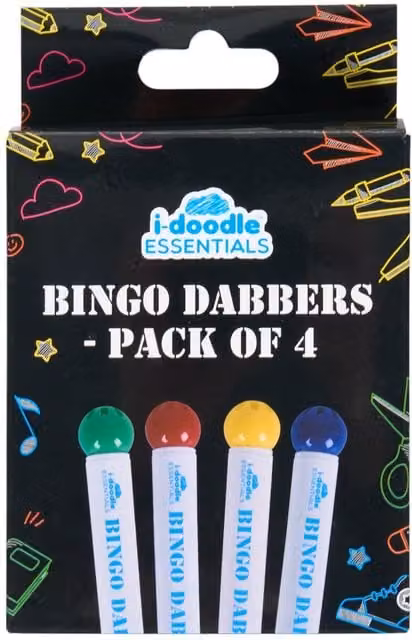 i-doodle Pack of 4 Multicolour Bingo Dabbers with Ink