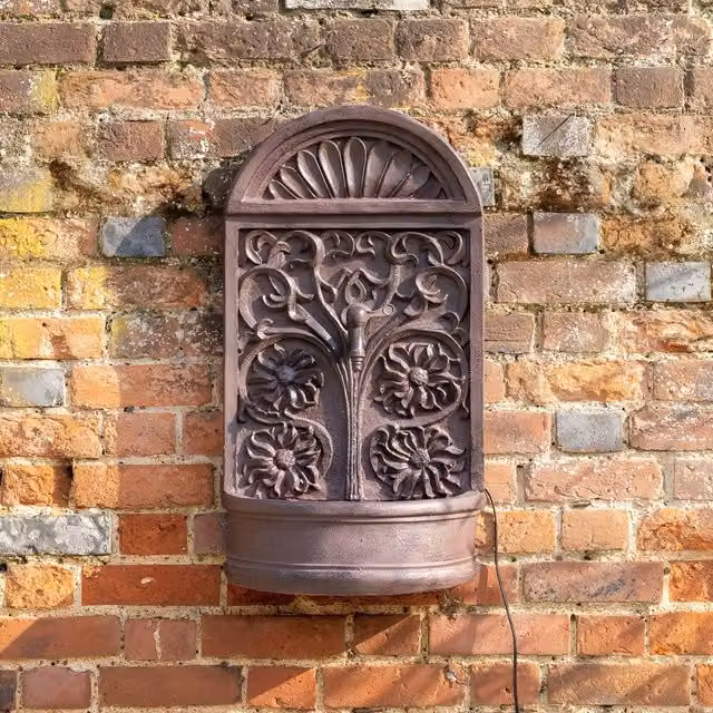 Primrose Arbury Rust Effect Wall Water Feature with Tap Design in Brown