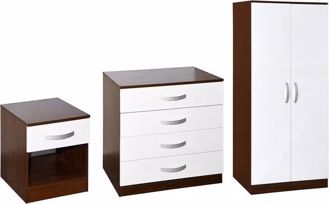 Vida Designs Hulio Trio Bedroom Set in Walnut and White