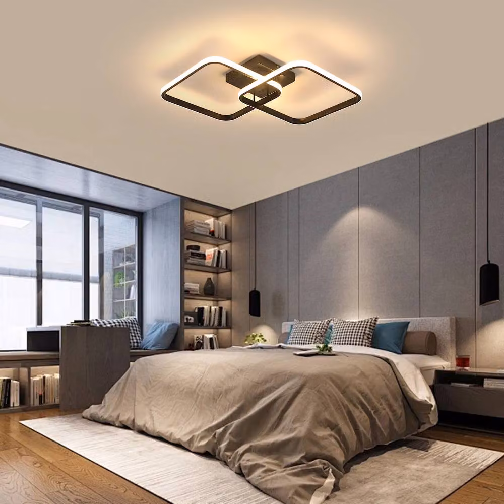 Pheashine Black Square LED Ceiling Light, 50W Dimmable with Remote Control – 5