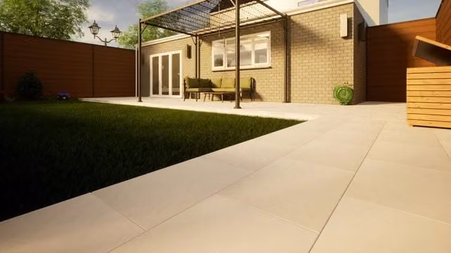 PBSL Group Beige Smooth Natural Sandstone Paving, W: 40.0 cm, D: 60.0 cm, H: 2.5 cm