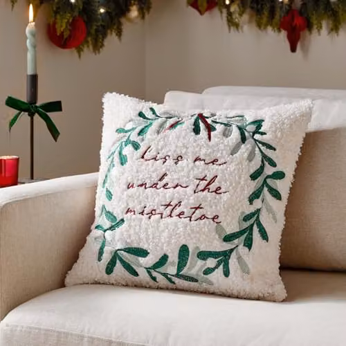 Riva Home Multicolour Velvet Floral Christmas Cushion, W/D/H: 45 x 45 x 45 cm – 3