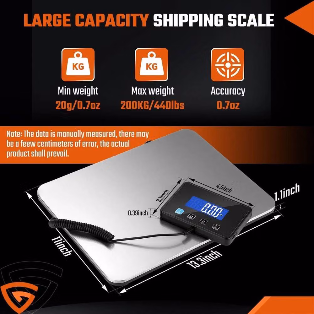 NESTLUNE Silver LCD Digital Postal Parcel Platform Scales with 200kg Capacity – 3