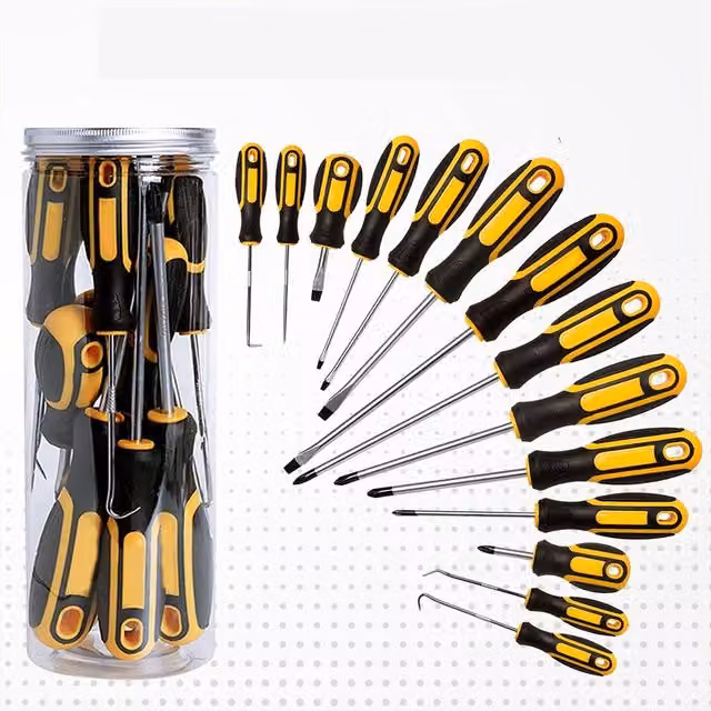 Havendro 14-Piece Magnetic Screwdriver Set with Philips, Flat and Slotted Grips in Multicolour