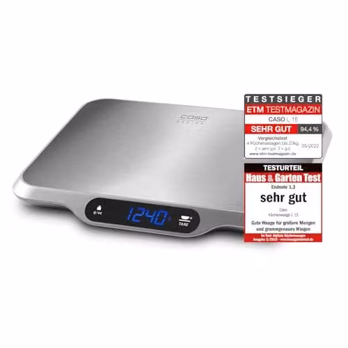 CASO Design L15 Extra Large Kitchen Scales in Silver with Stainless Steel
