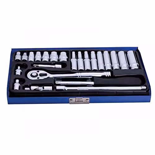 Bluespot Tools 24 Piece 1/4 inch Metric Socket Set in Blue and Silver