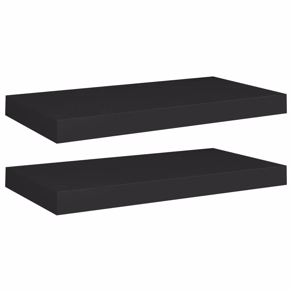 Berkfield Home Set of 2 Black Floating Wall Shelves, W/D/H: 50 x 23 x 3.8 cm – 2