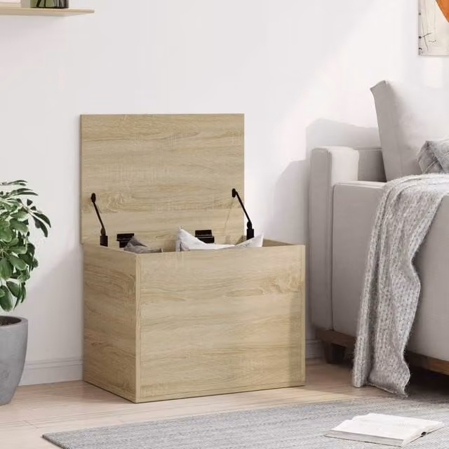 Berkfield Home Sonoma Oak Storage Box in Light Tan, W/D/H: 60 x 42 x 46 cm – 1