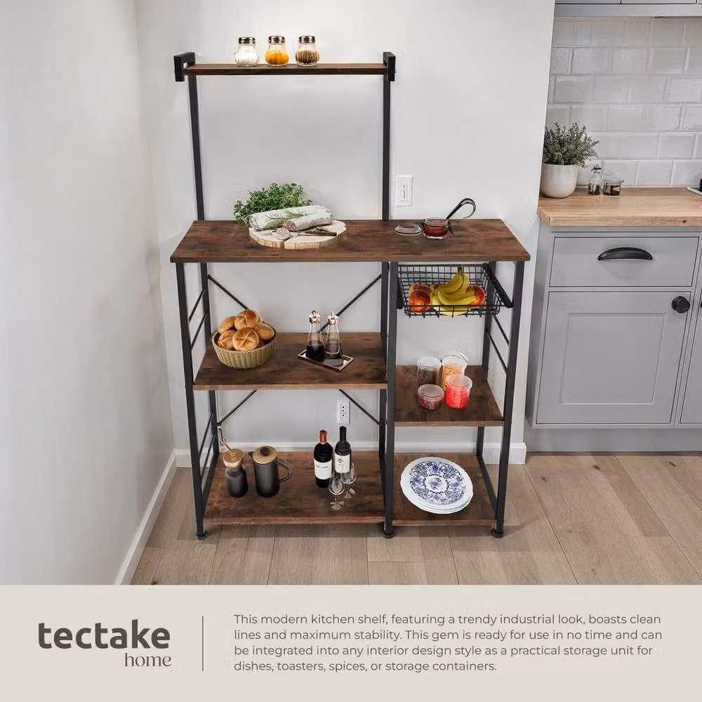 tectake Crawley Shelving Unit in Brown and Black – 3