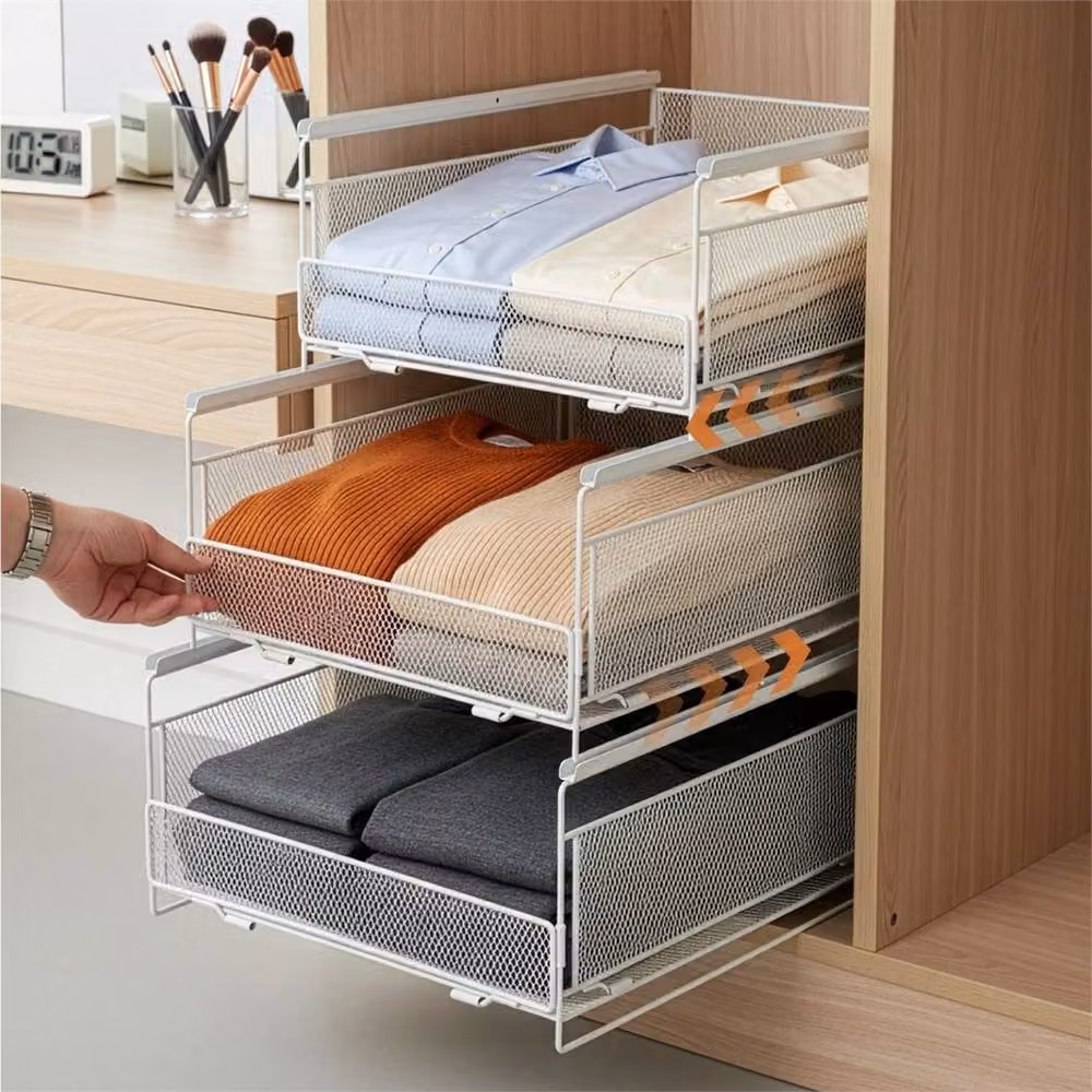 SPETLEK 3 Pack Stackable Metal Storage Drawers in White – 4