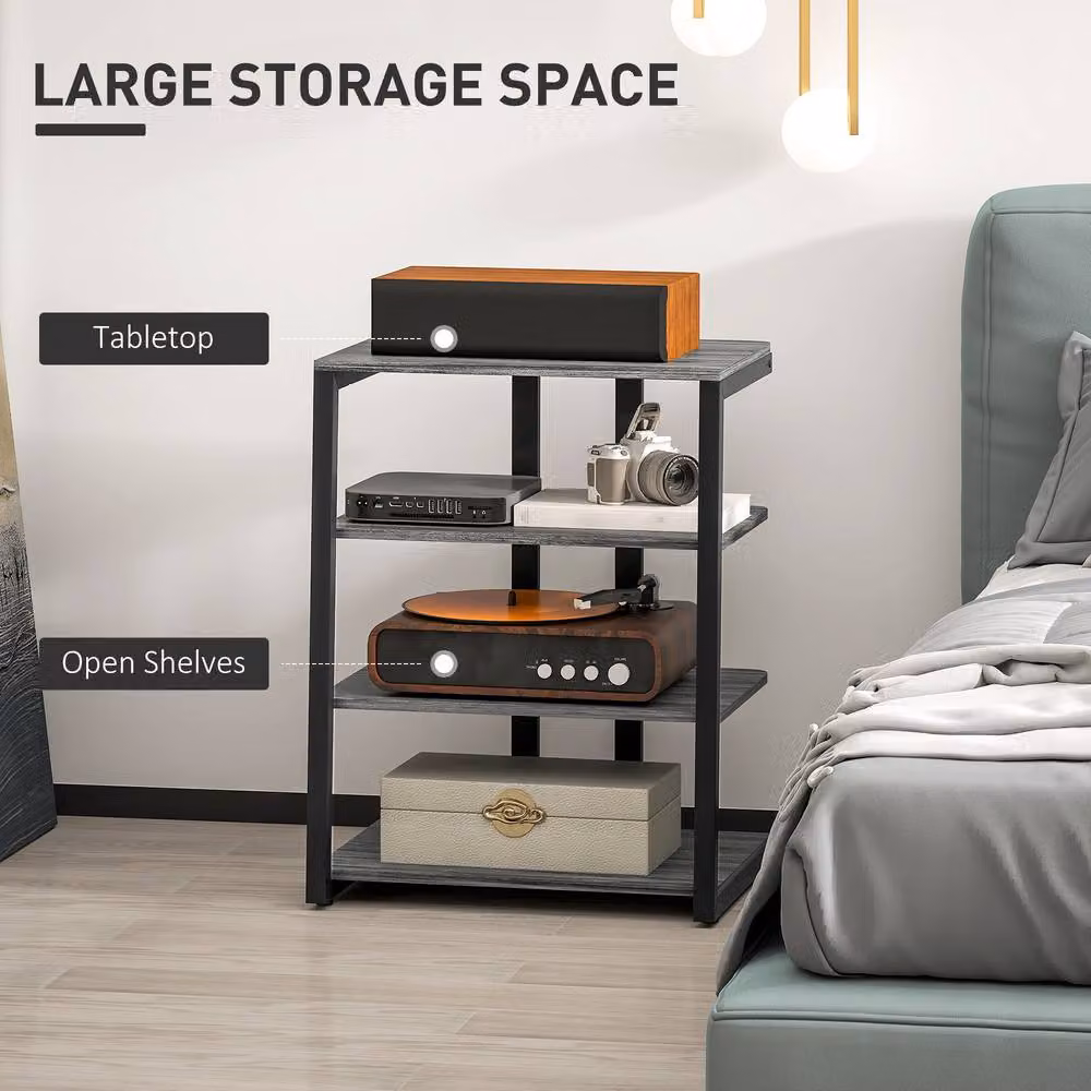 STILVORA 4 Tier HiFi Rack with Adjustable Shelves in Matt Grey – 6