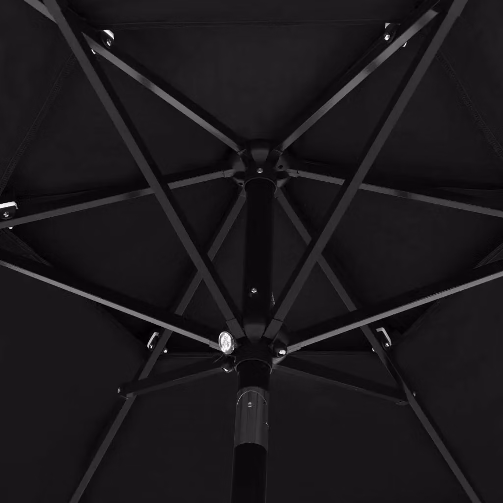 Berkfield Home 3-Tier Parasol with Black Polyester Canopy and Aluminium Central Pole, Diameter: 2.5 m – 3